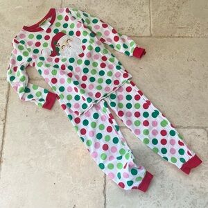 Classic Whimsy Polka Dot Santa Pajamas Size 7 EUC
